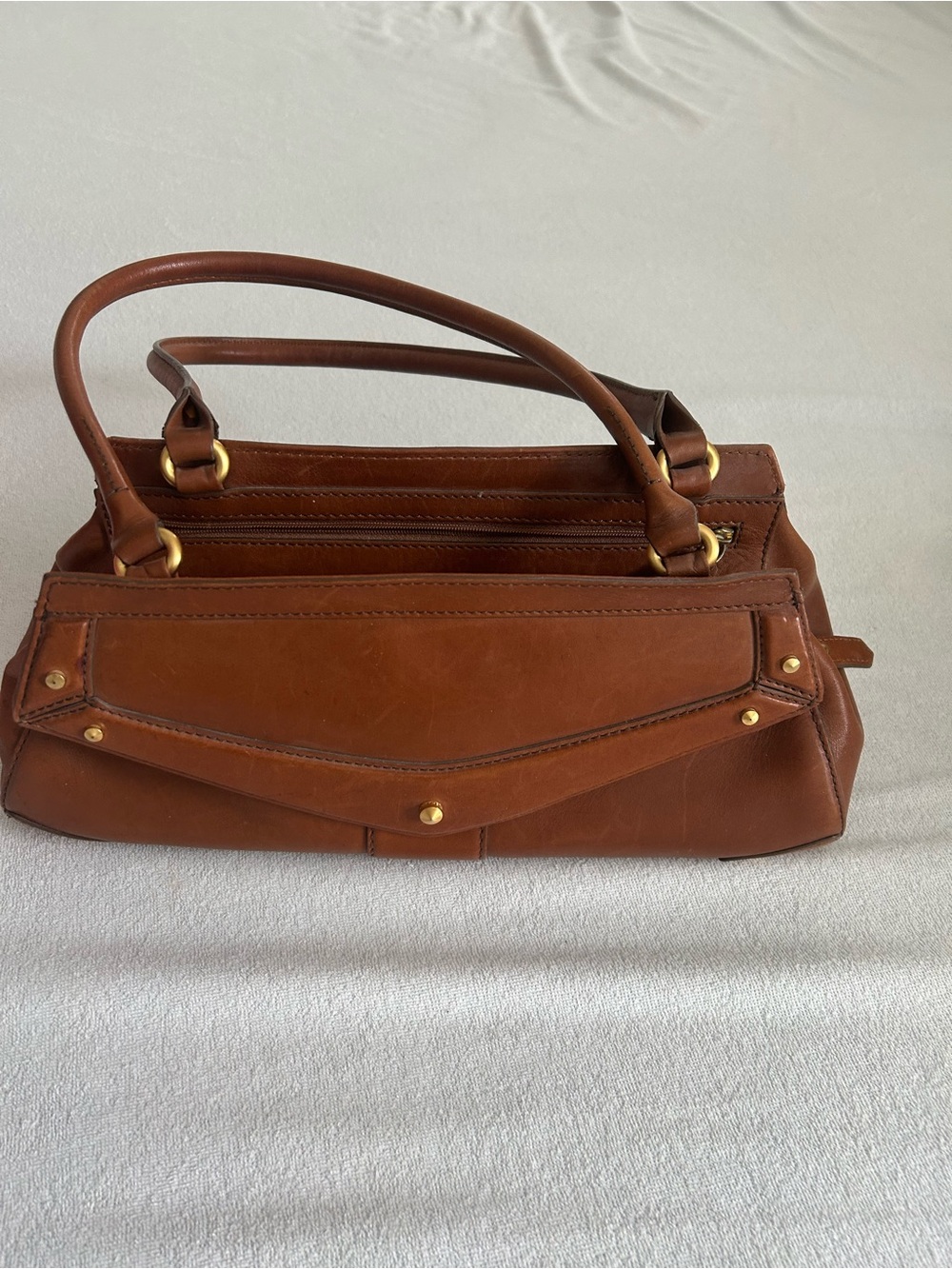 Cole Haan Cognac Leather Shoulder Bag with Gold Hardware